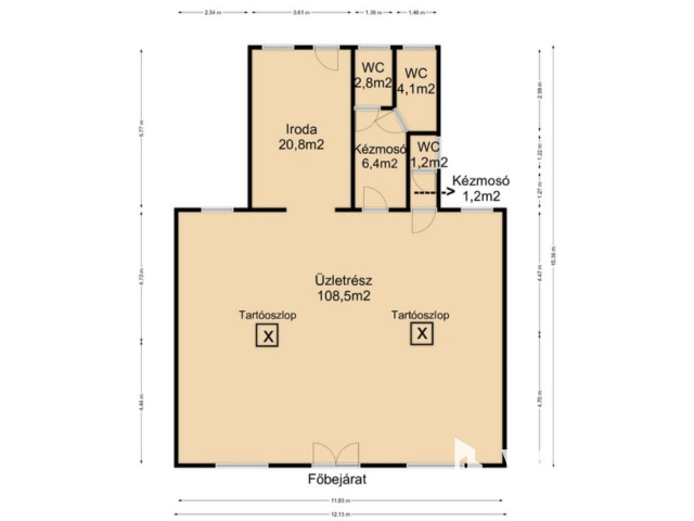 Forgalmas utcában, üzlethelység, nagy marketingfelülettel!